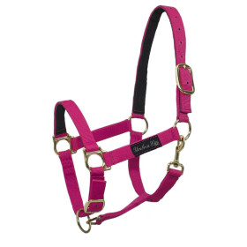 CAVEZZA IN NYLON CON RINFORZO IN CUOIO PONY-FUCSIA