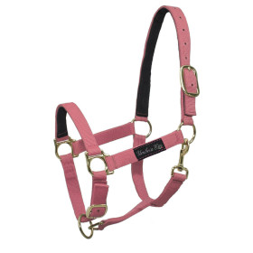 CAVEZZA IN NYLON CON RINFORZO IN PELLE PONY-ROSA