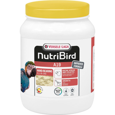 VERSELE-LAGA - NutriBird A19 - Pappa da imbecco alla mano per Ara, cenerini ed ecletto - Energia - 800g