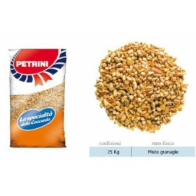 MANGIME GRANAGLIA PER GALLINE, POLLI, TACCHINI, OCHE, GRANBECCHIME PETRINI KG.25